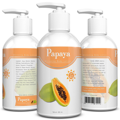 Piel orgánica de la papaya de la fórmula natural ácida cójica de la etiqueta privada que blanquea la loción hidratante 120ml del cuerpo